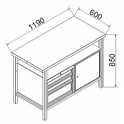 Pracovný stôl P1200SLT