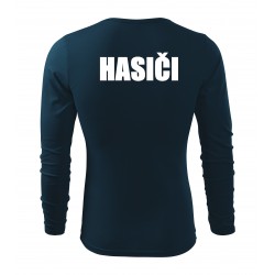 Tričko FIT dlhý rukáv biely nápis HASIČI