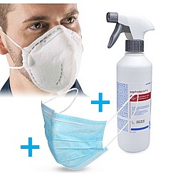 Dezinfekčný ochranný balíček pre záchranné zložky (respirátor FFP2+50 rúšok+500 ml dezinf.)