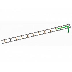 Hákový rebrík s oválnymi bokmi a nerezovým hákom cez 3 priečky a vsadené púzdra