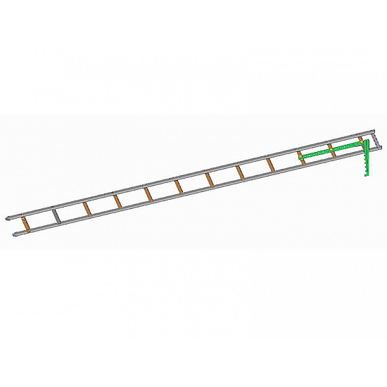 Hákový rebrík s oválnymi bokmi a titánovým hákom cez 3 priečky a vyvarené púzdra