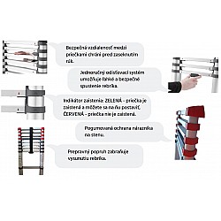 Hliníkový teleskopický rebrík  Hailo T80 v troch variantoch