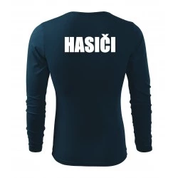Tričko FIT dlhý rukáv biely nápis HASIČI