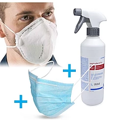 Dezinfekčný ochranný balíček pre záchranné zložky (respirátor FFP2+50 rúšok+500 ml dezinf.)