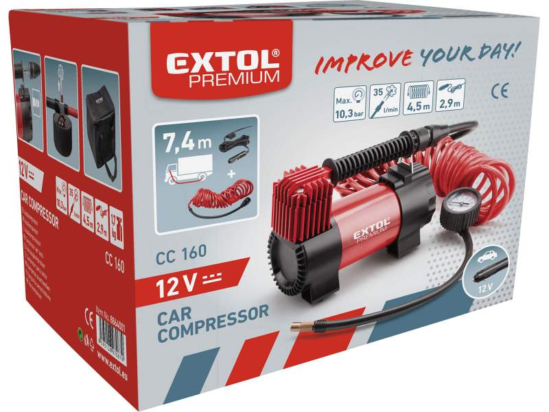 Kompresor Extol 12V s poistkou proti prehriatiu, 12V Kompresor Extol 12V s poistkou proti prehriatiu, 12V