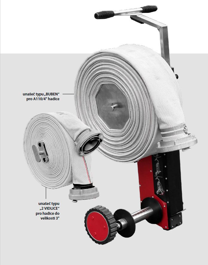 ET-Roller 6 Elektrický navíjač požiarnych hadíc do 4" napájaný 18 V Milwaukee aku batériami