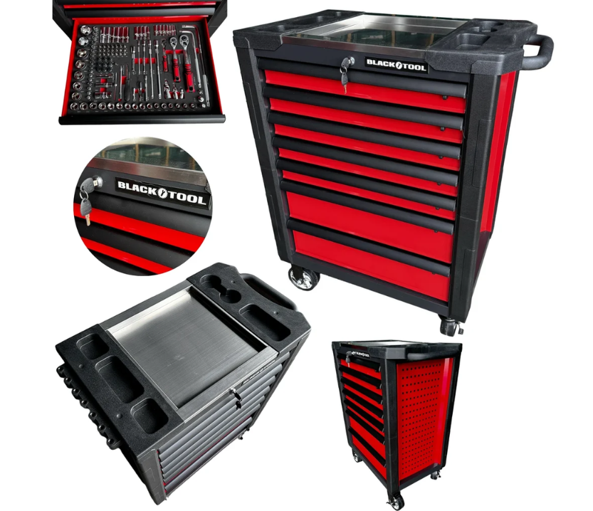 Dielenský vozík s 335 ks náradím pre mechanikov, 7 zásuviek