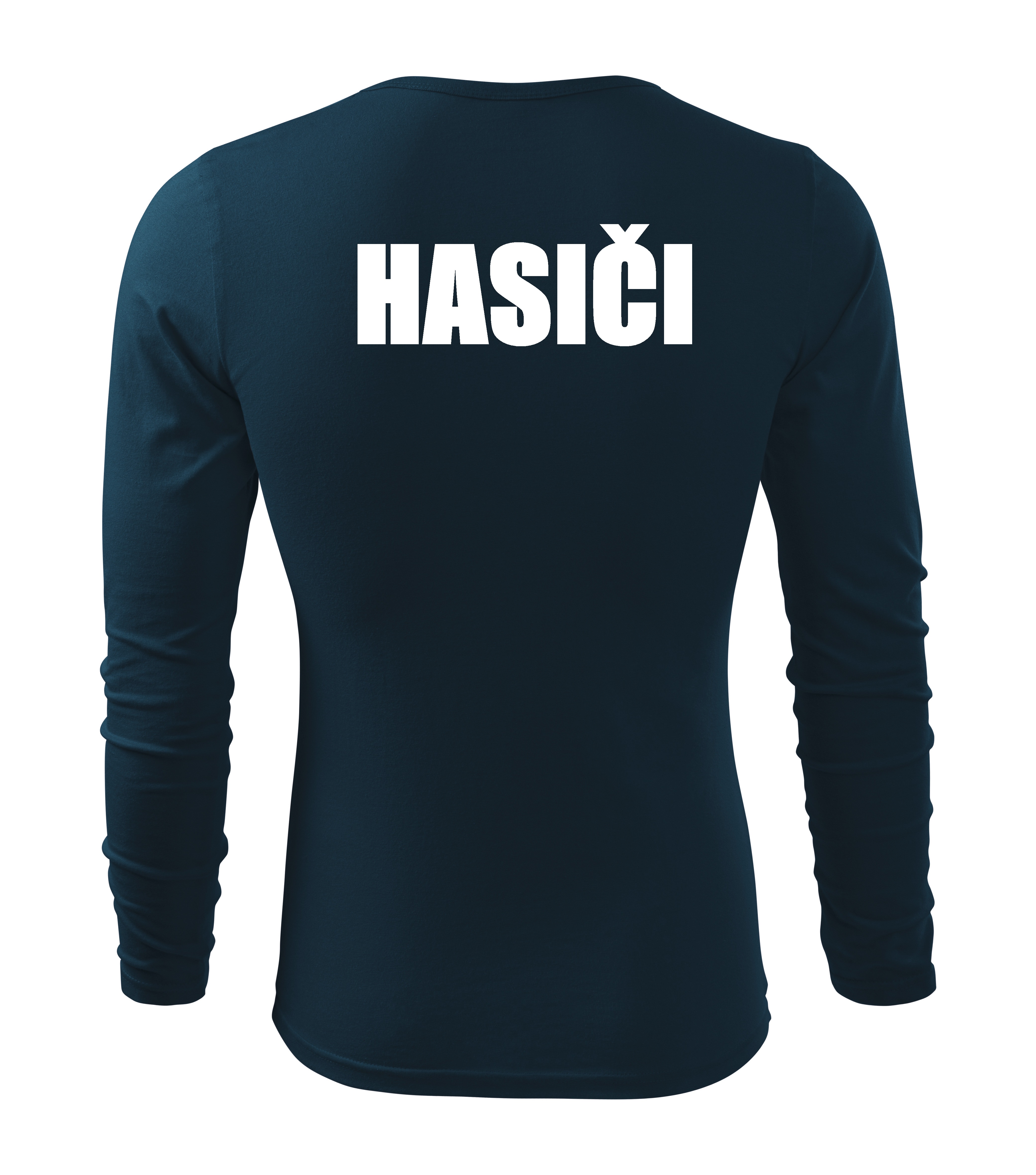 Tričko FIT dlhý rukáv biely nápis HASIČI