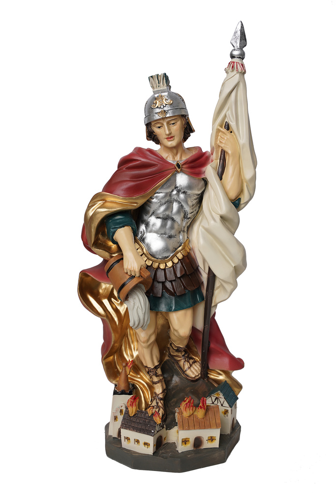 Florián so striebornou prilbou 35cm