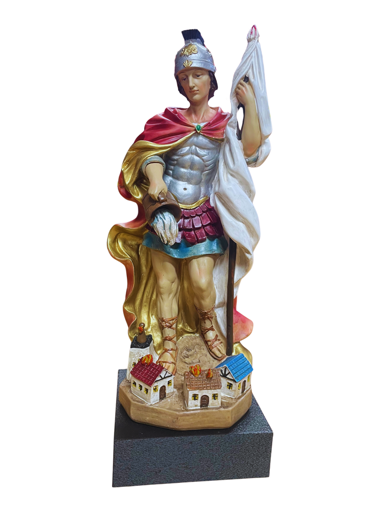 Florián so striebornou prilbou 35cm