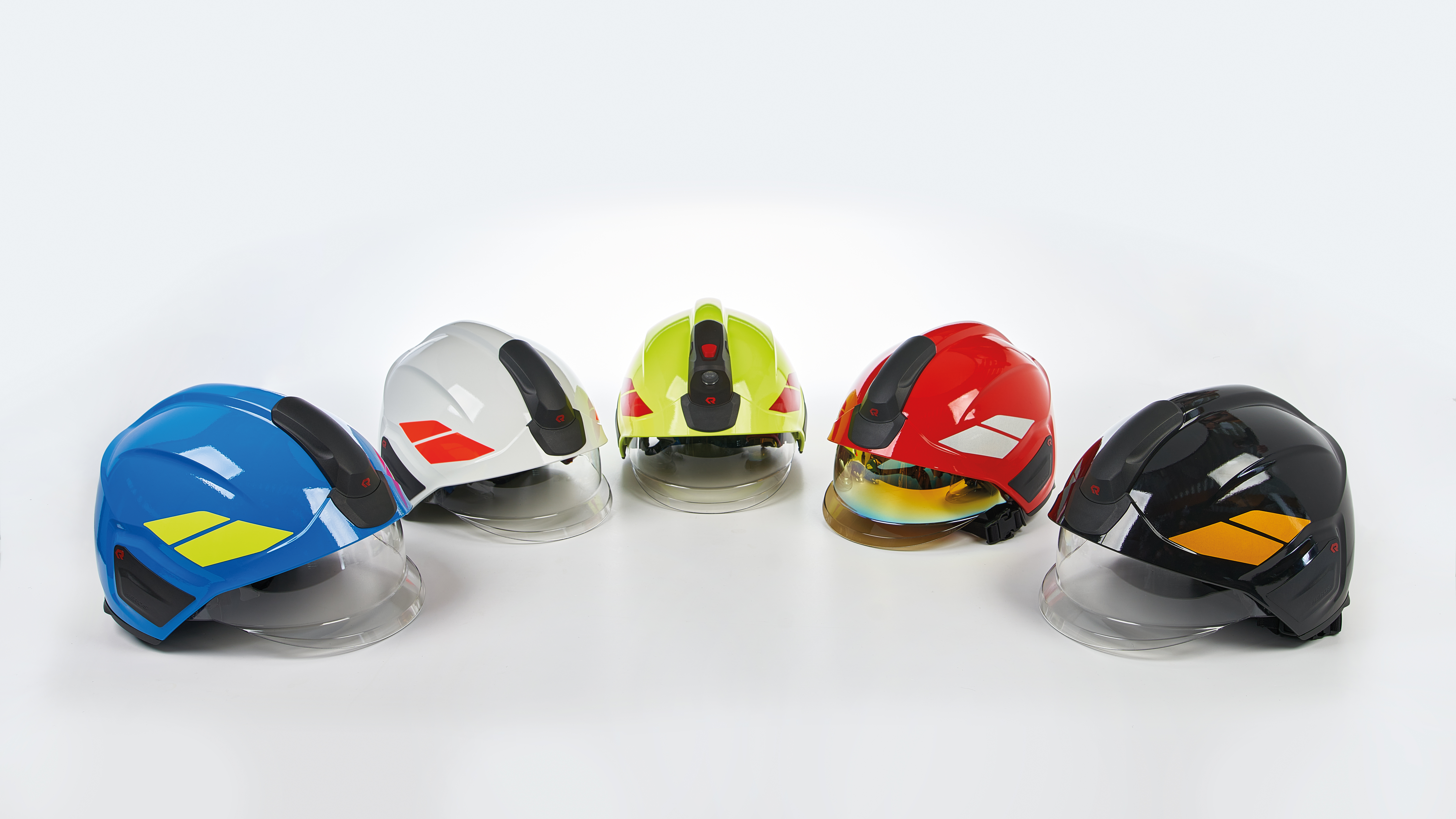 Prilba Rosenbauer Heros H30 signálna žltá luminiscenčná, číry štít, zátylnik