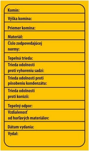Štítok o vykonaní kontroly komína
