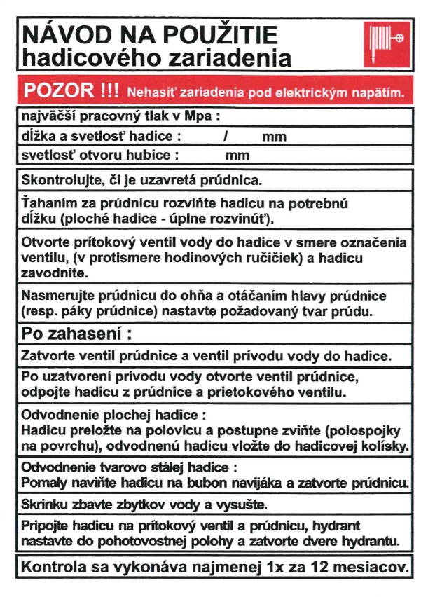 Návod na použite hydrantu