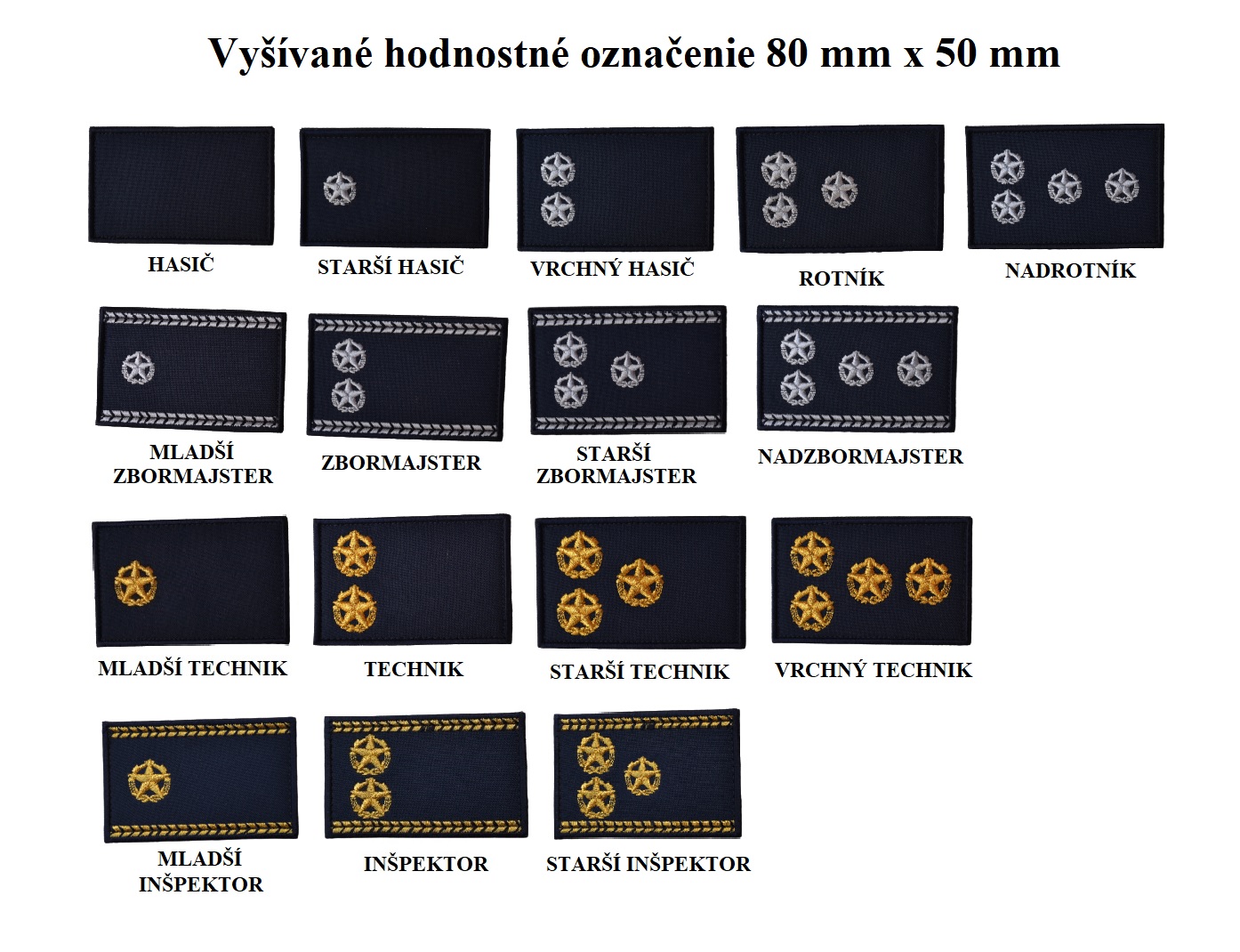 Vyšívané hodnostné značenie 80 mm x 50 mm